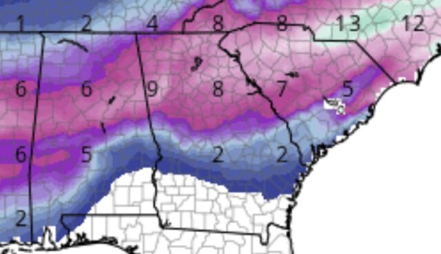Measurable snowfall possible across Georgia this weekend