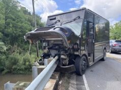 UPS truck crashes in Alabama resulting in fluids leaking into creek