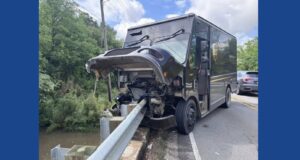 UPS truck crashes in Alabama resulting in fluids leaking into creek
