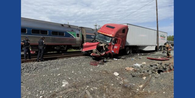 Semi-truck driver injured following collision with train in North Carolina